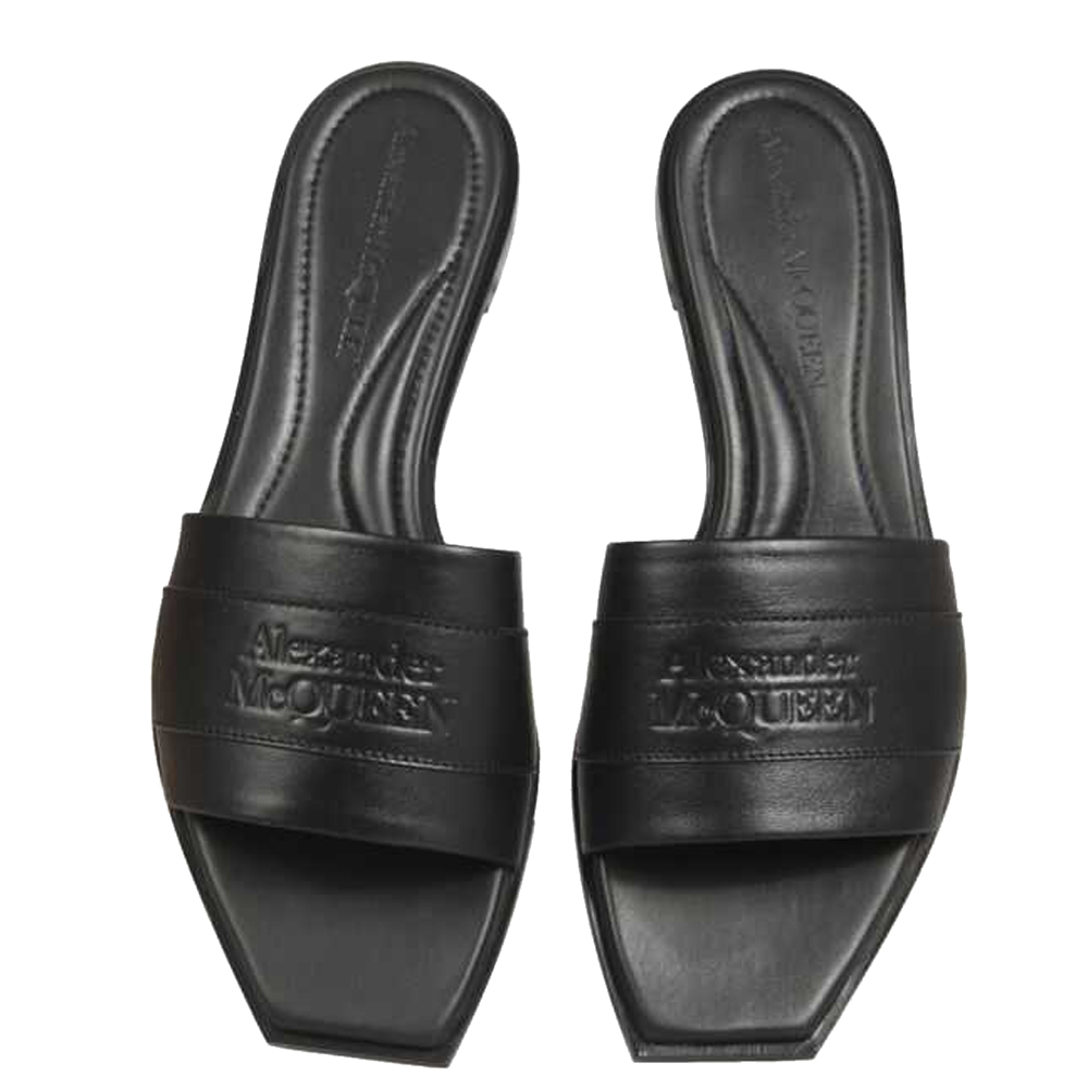 

Alexander McQueen Black Leather Slide Sandals Size IT