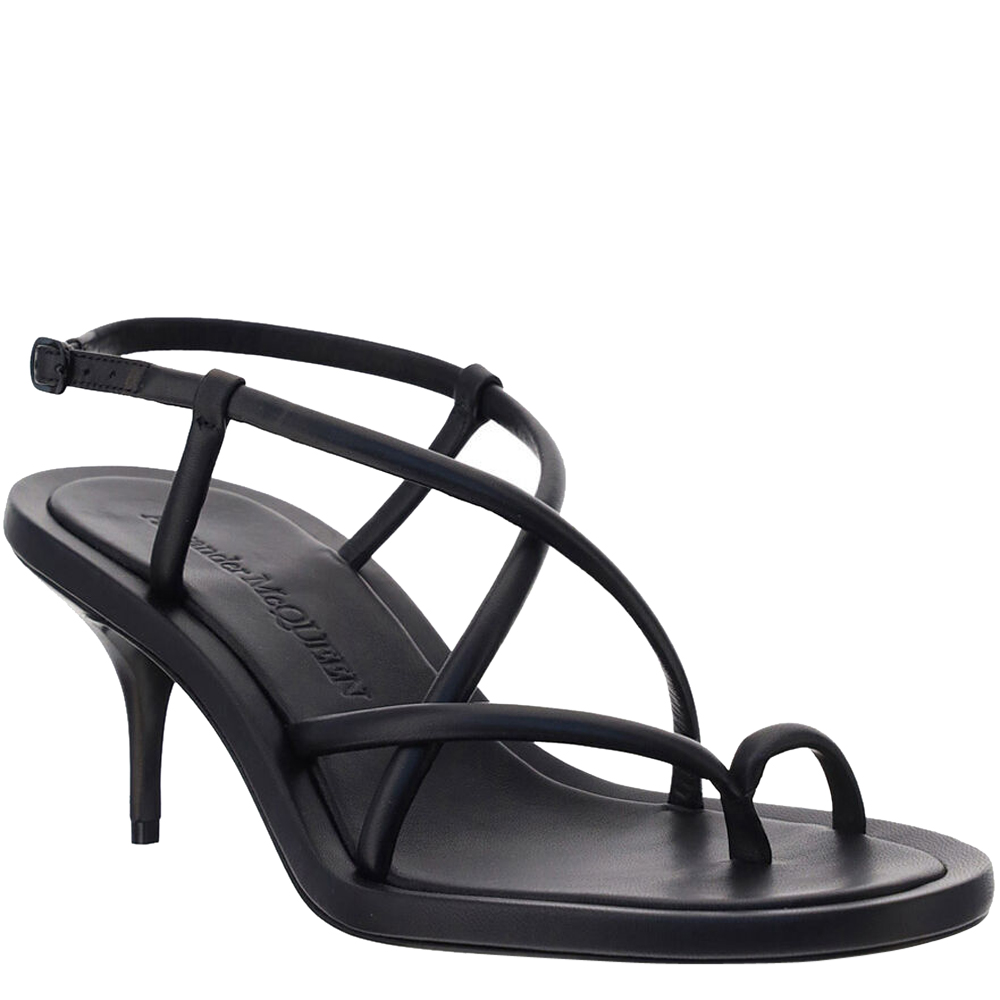 

Alexander Mcqueen Black Leather Strappy Sandals Size  IT