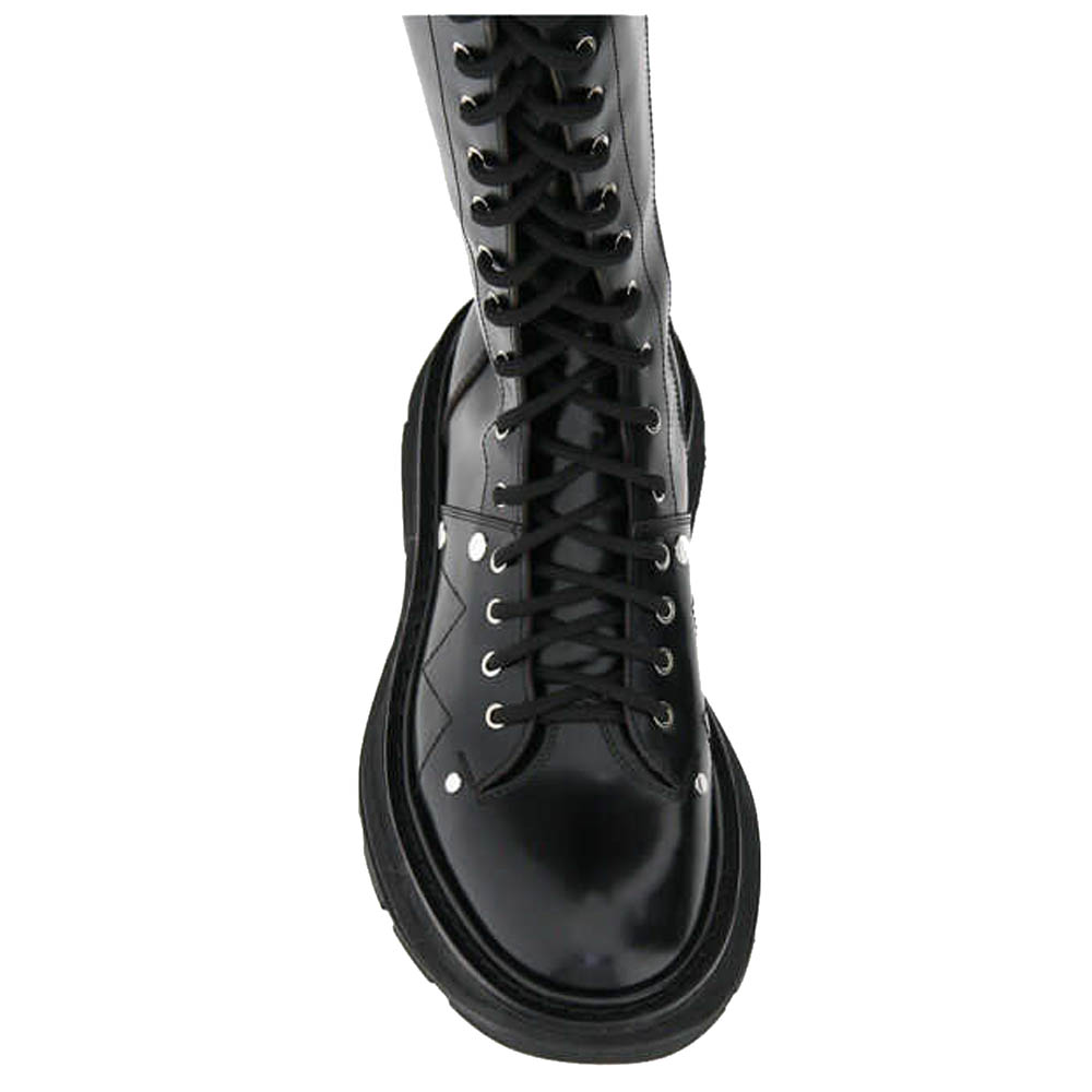 

Alexander McQueen Black Leather Tread Lace Up Boots Size IT