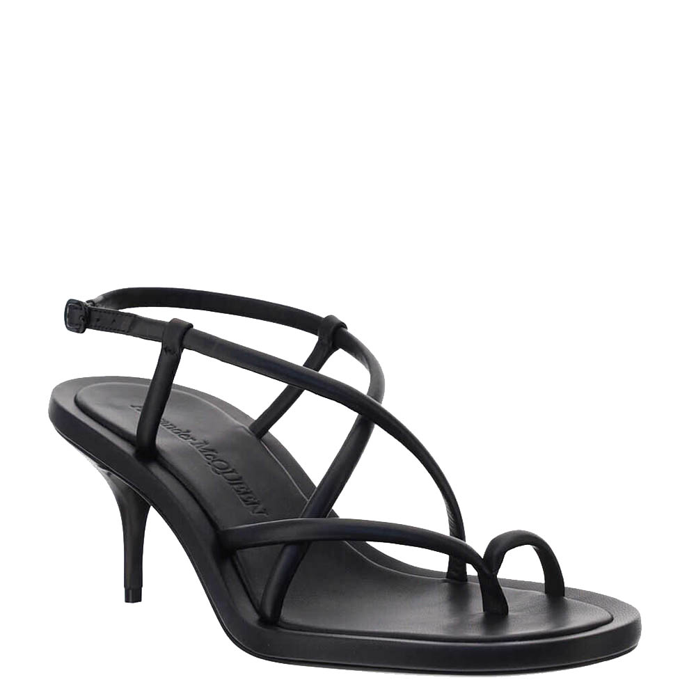 

Alexander McQueen Black Leather Strappy Sandals Size IT