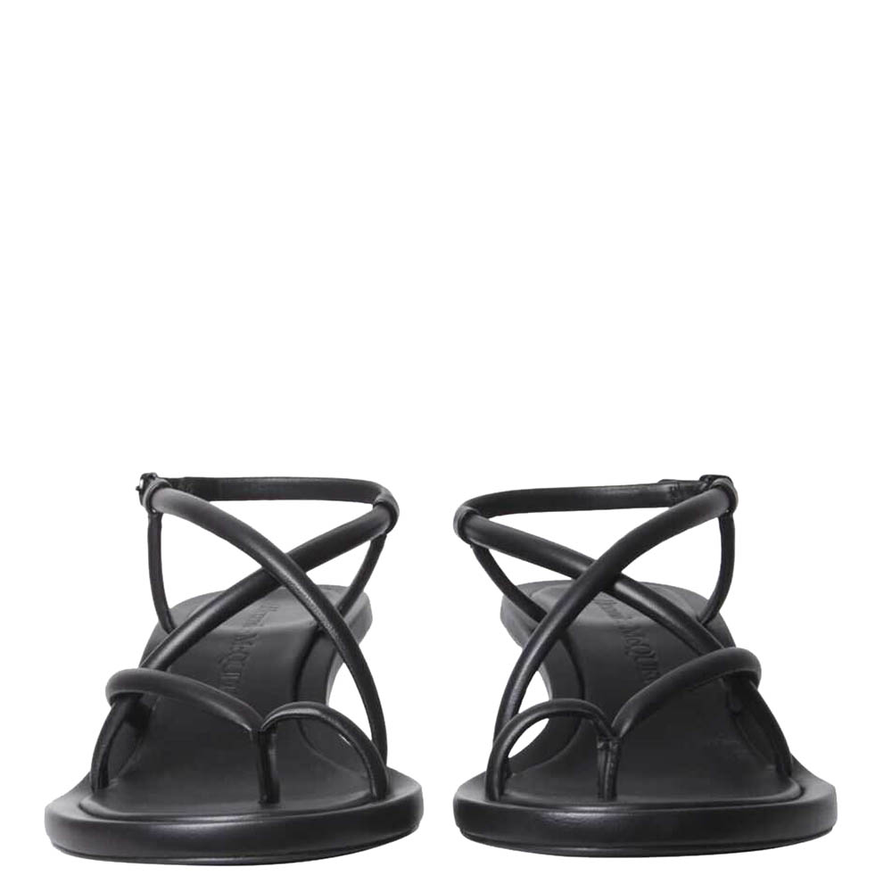 

Alexander McQueen Black Leather Strappy Sandals Size IT