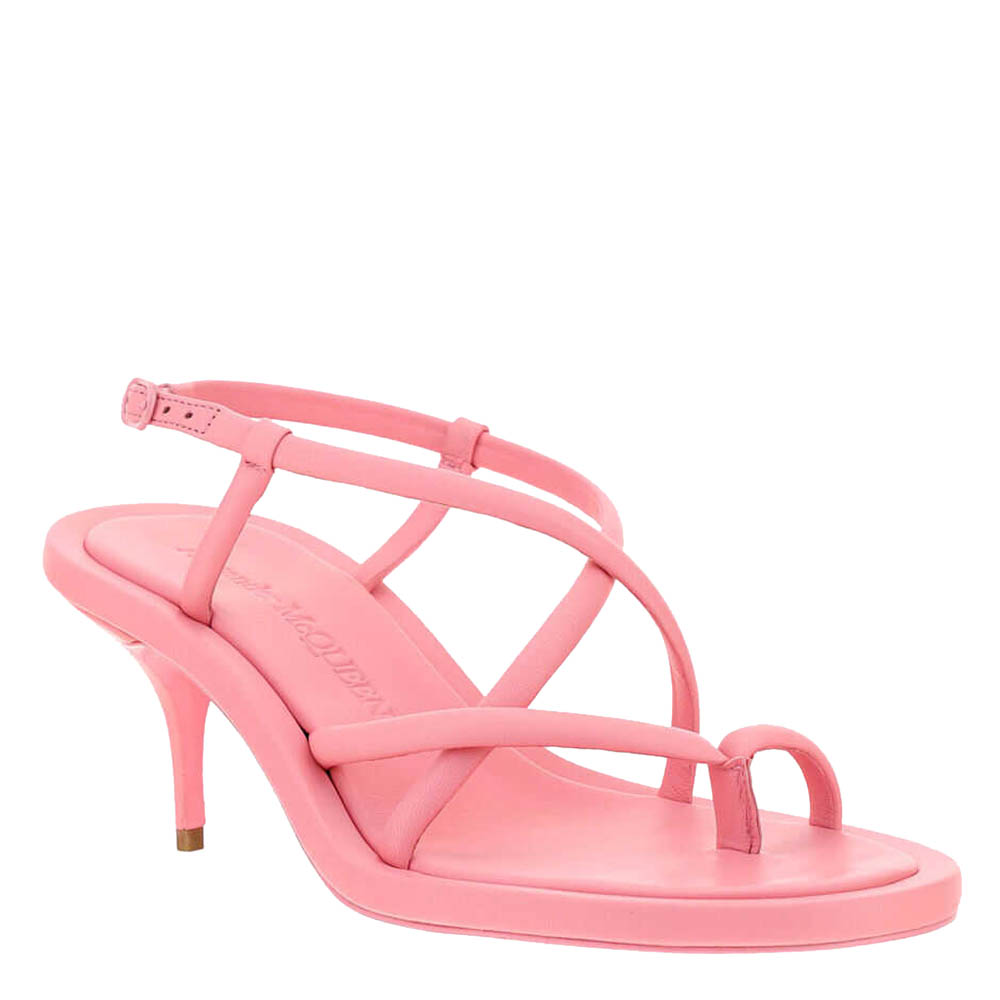 

Alexander McQueen Pink Leather Strappy Sandals Size IT