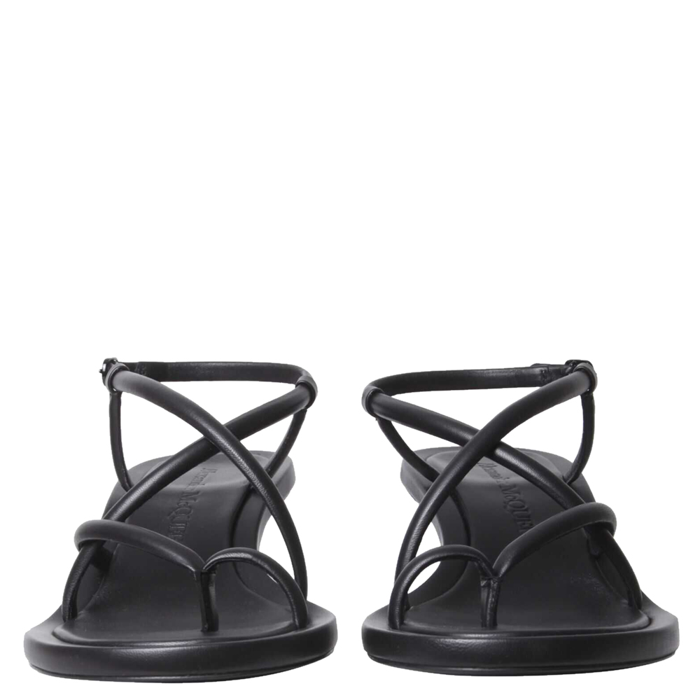 

Alexander McQueen Black Leather Strappy Sandals Size IT