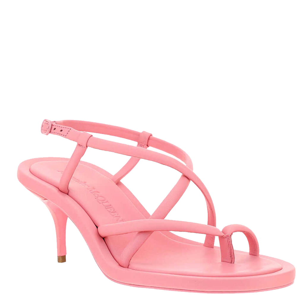 

Alexander McQueen Pink Leather Strappy Sandals Size IT