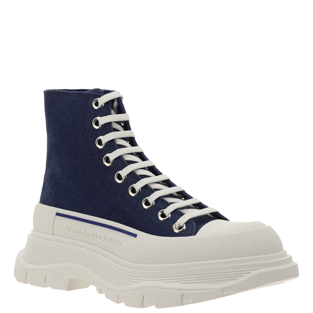 

Alexander McQueen Blue Denim Tread Slick Boots Size  IT