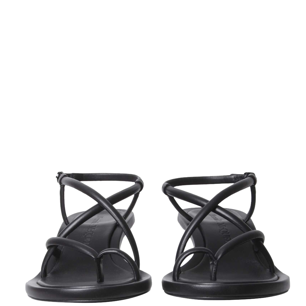 

Alexander McQueen Black Leather Strappy Sandals Size IT