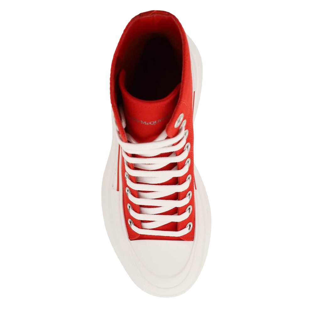 

Alexander McQueen Red/White Tread Slick Lace up Boots Size IT