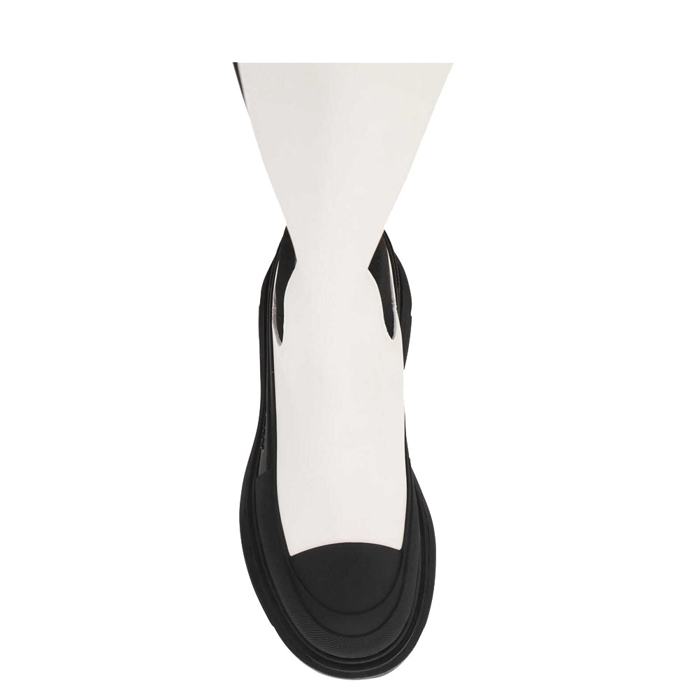 

Alexander McQueen Ivory/Black Tread Slick Knee High Boots Size IT, Multicolor