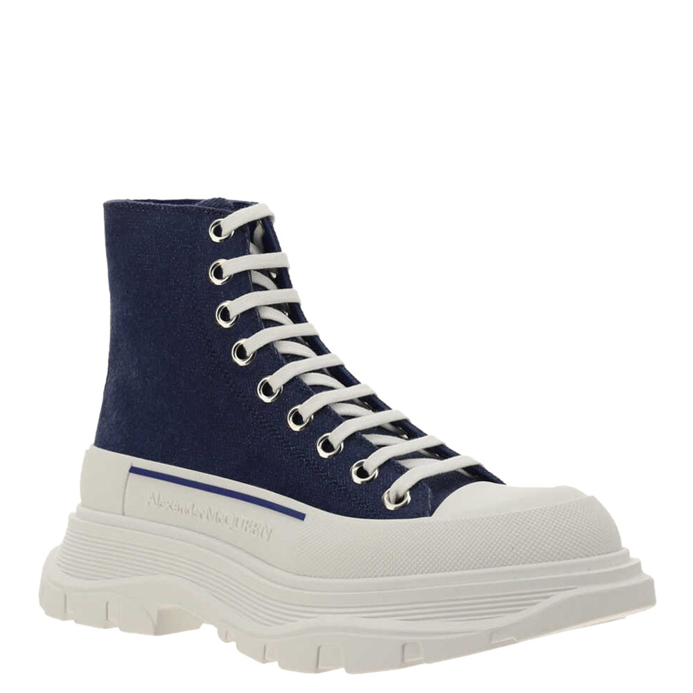 

Alexander McQueen Blue/White Tread Slick High Top Sneakers Size IT