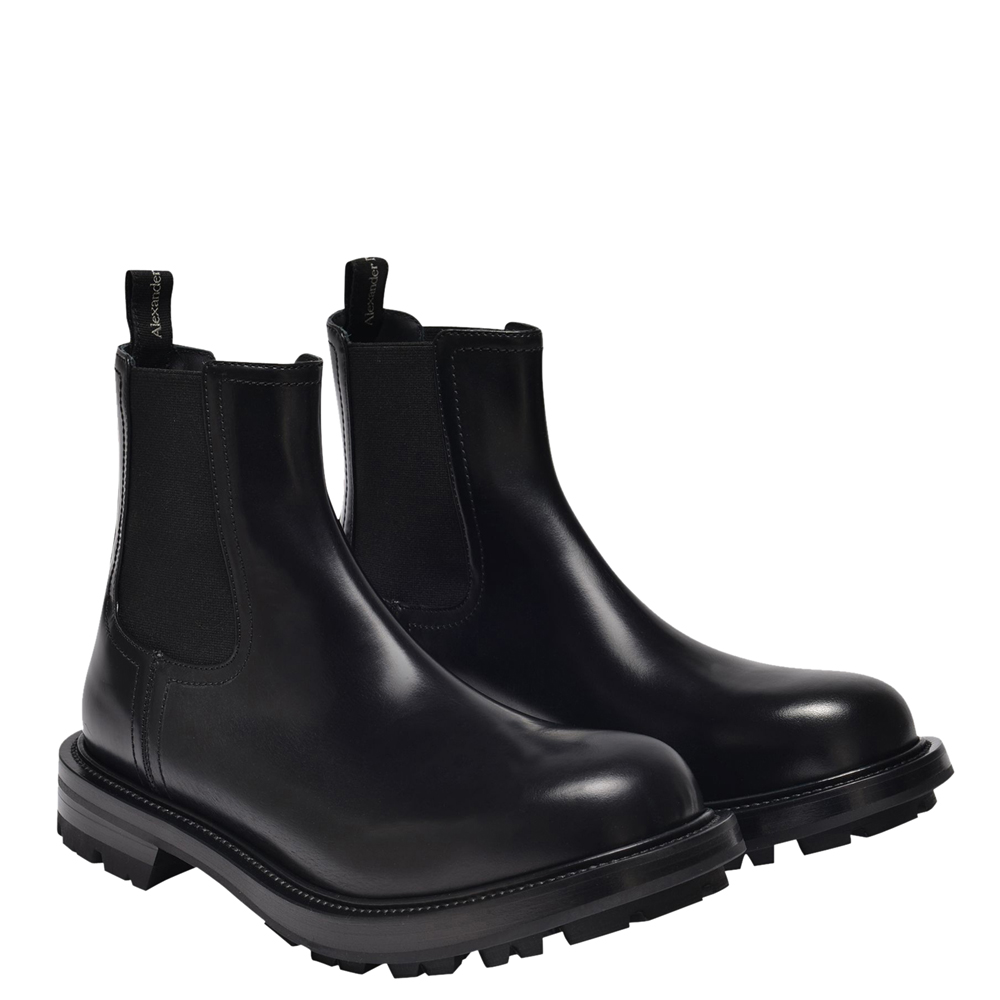 

Alexander Mcqueen Black Leather Worker Chelsea Boots Size EU