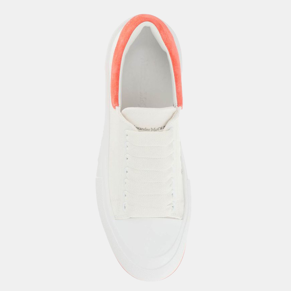 

Alexander Mcqueen White/Orange Leather and Suede Skate Sneakers Size EU