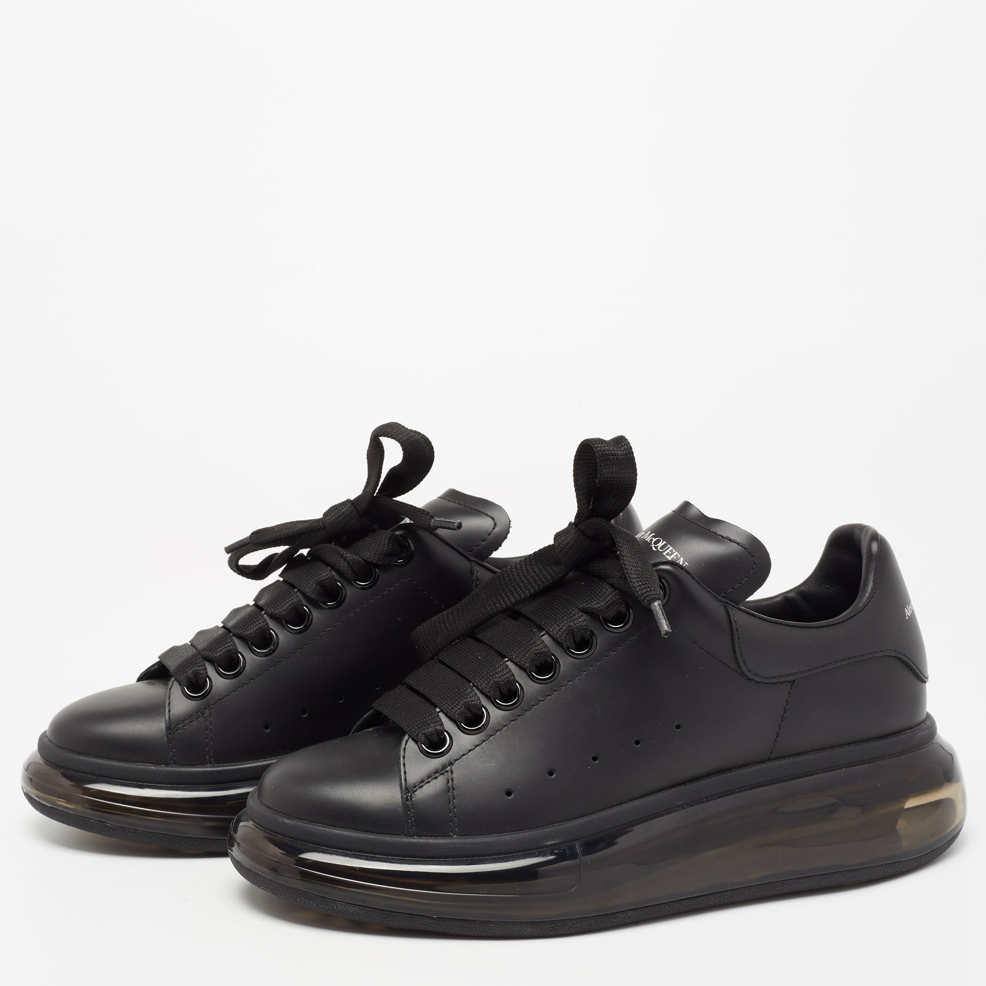 

Alexander McQueen Black Leather Oversized Low-Top Sneakers Size