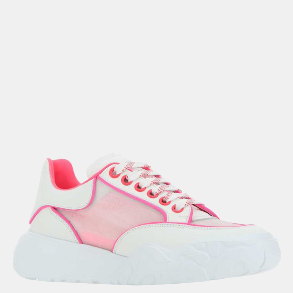 

Alexander Mcqueen White/Neon Pink Women's Court Trainer Sneakers Size EU