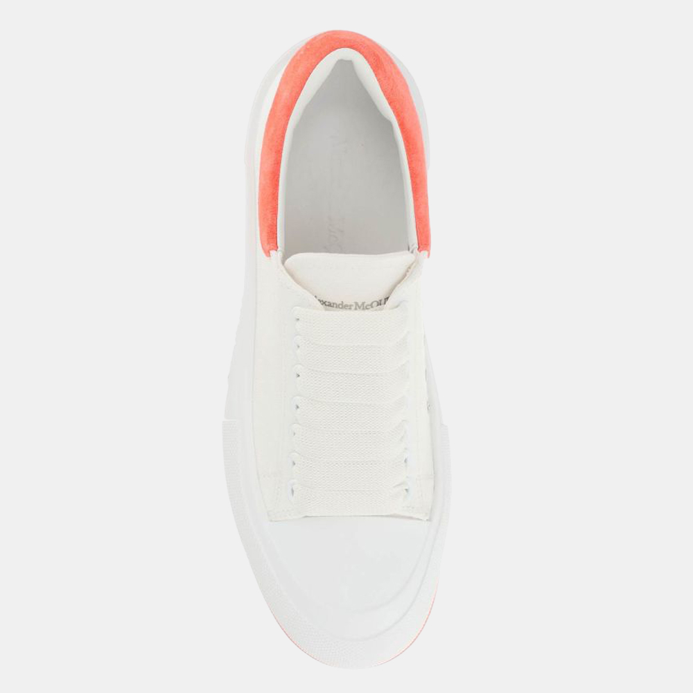 

Alexander Mcqueen White/Orange Canvas Skate Sneakers Size EU