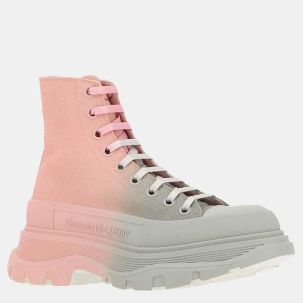 

Alexander Mcqueen Pink/Grey Tread Slick High Top Sneakers Size EU