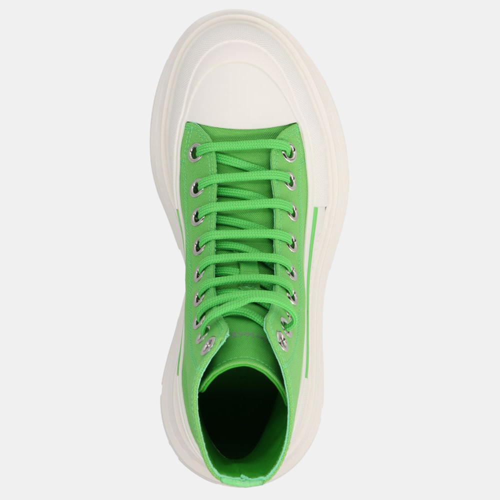 

Alexander Mcqueen Green/White Canvas Tread Slick High Top Sneakers Size IT