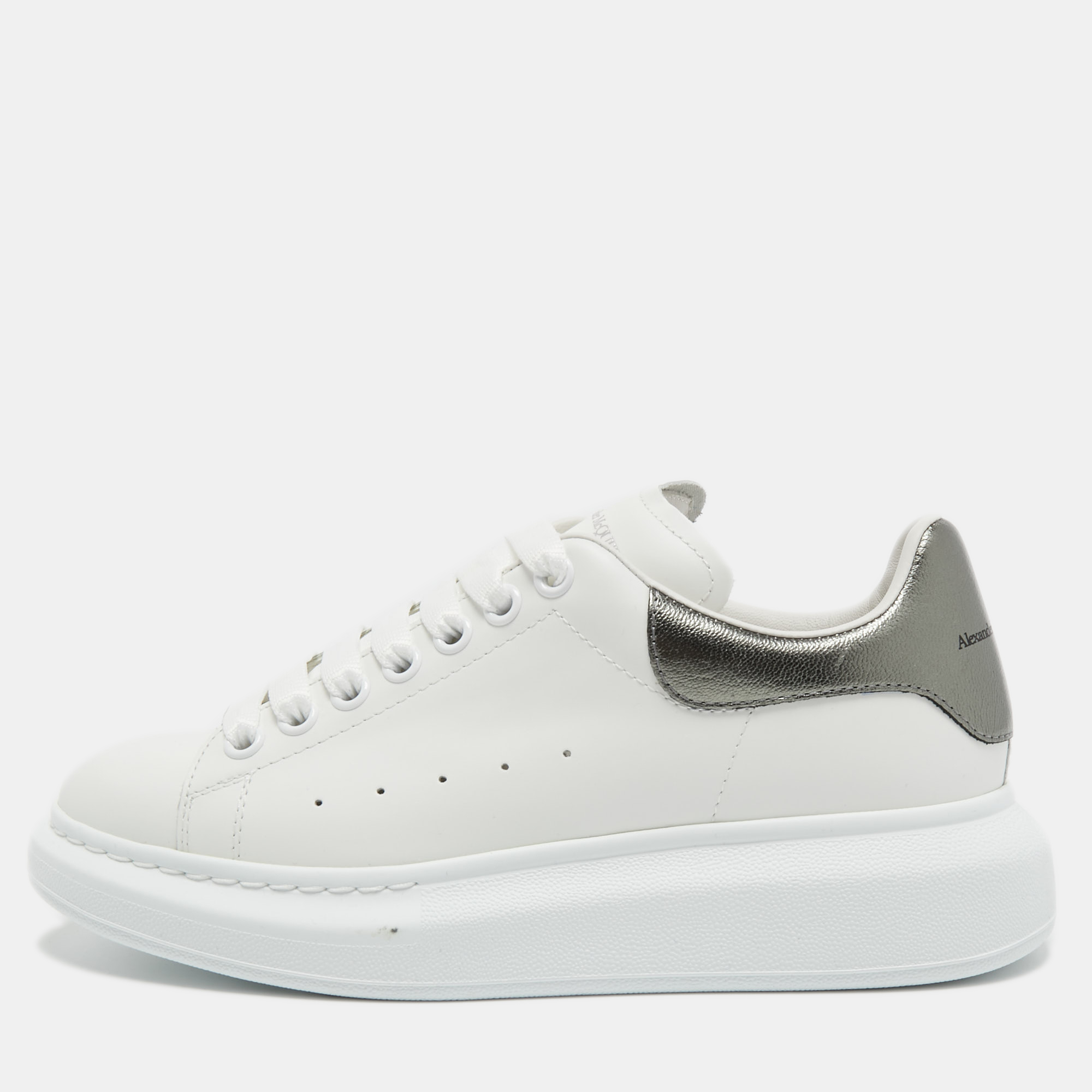 Pre Owned Alexander McQueen White Leather Larry Low Top Sneakers Size 39