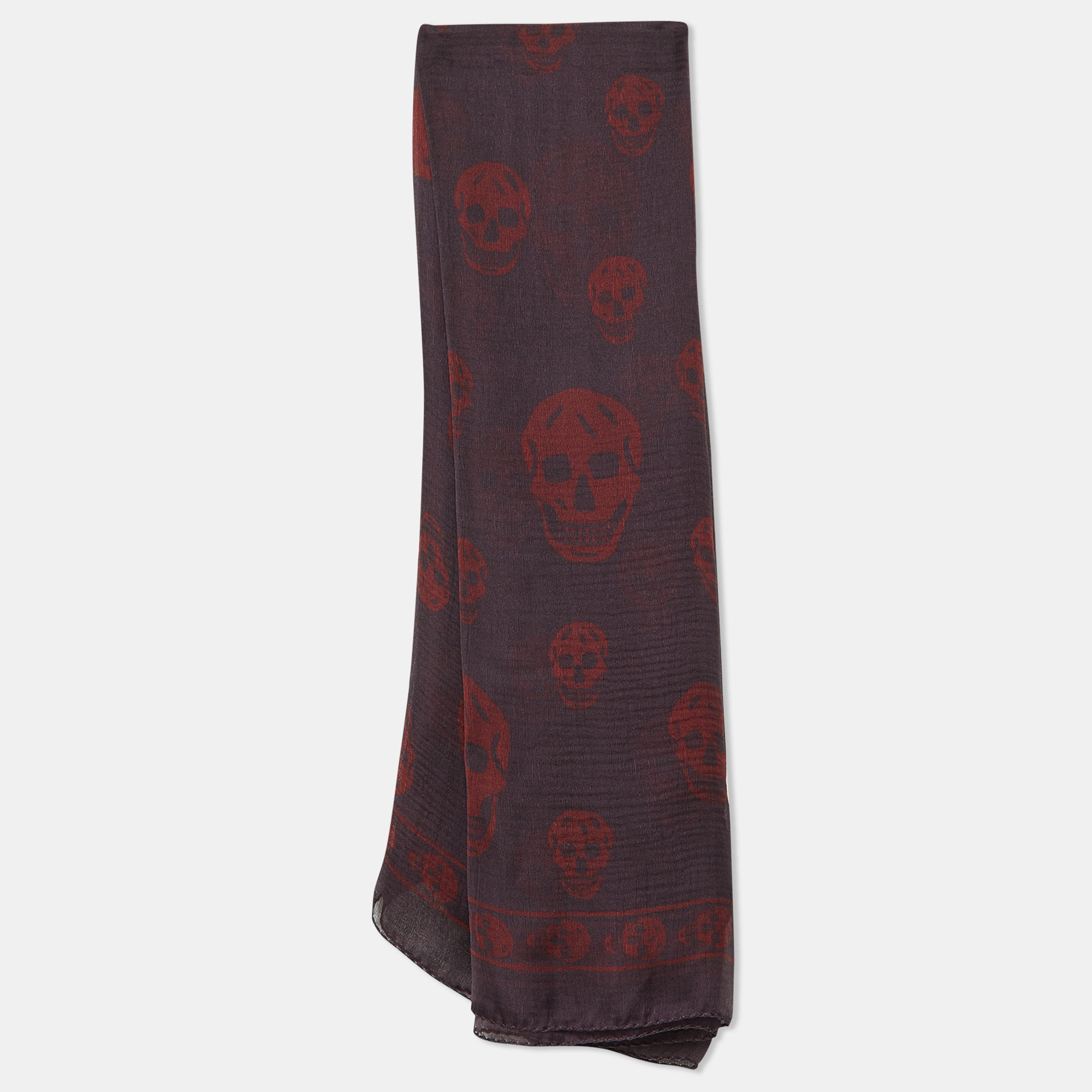 

Alexander McQueen Plum Purple Skull Print Silk Scarf