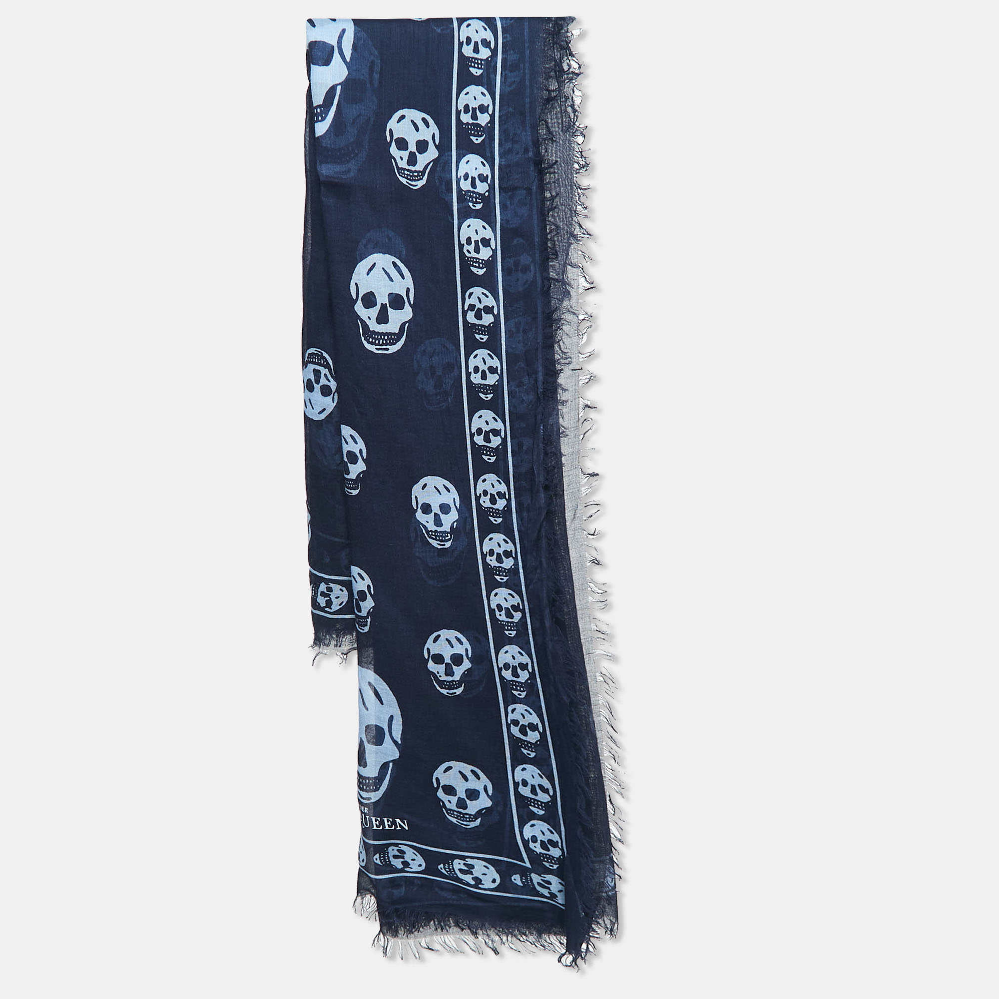 

Alexander McQueen Blue Skull Print Modal Blend Scarf