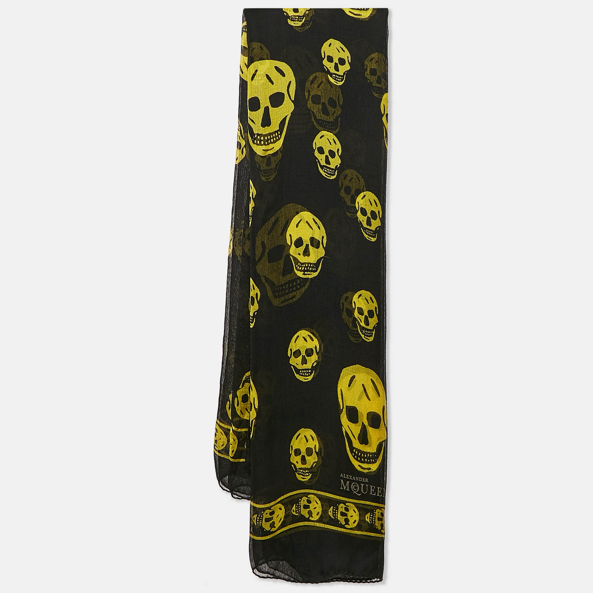 

Alexander McQueen Black Skull Print Silk Scarf