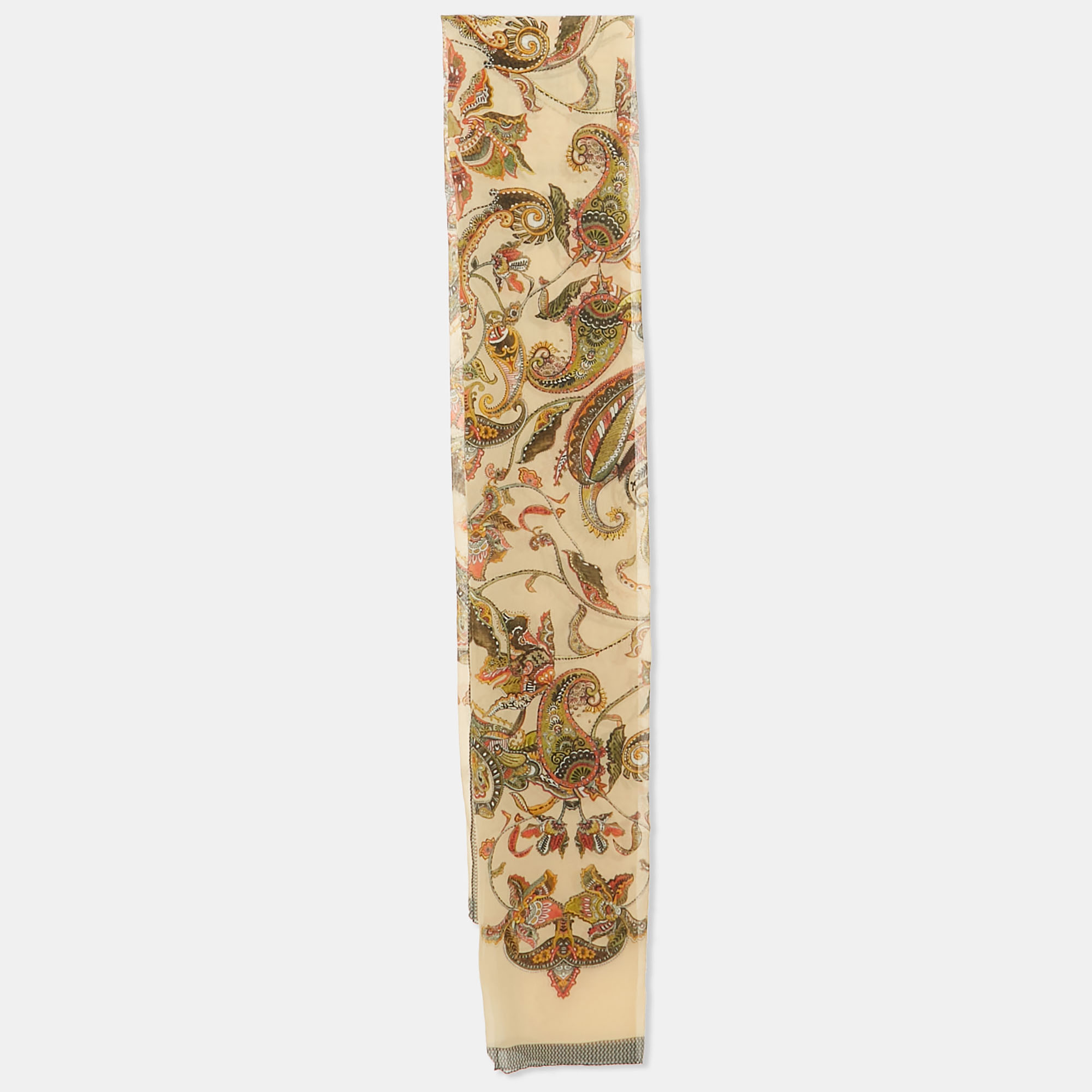 

Alexander McQueen Cream Paisley Print Silk Scarf
