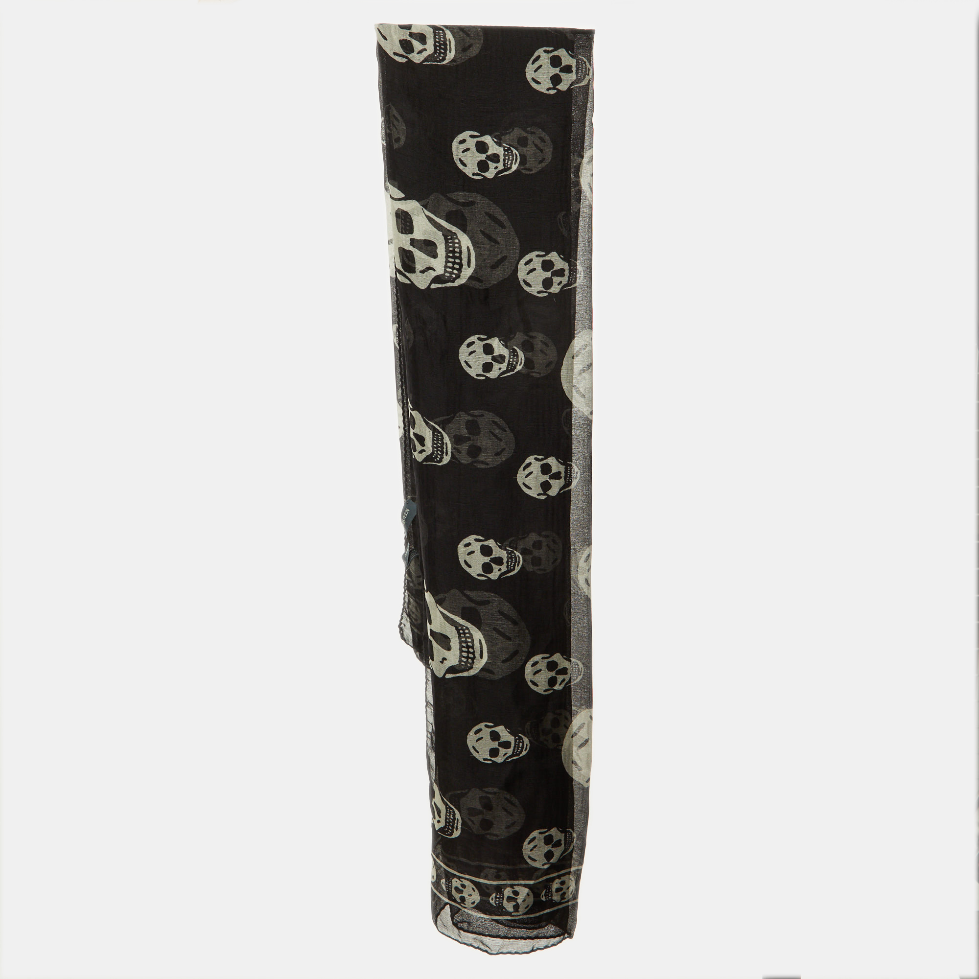 

Alexander McQueen black Skull Printed Silk Scarf