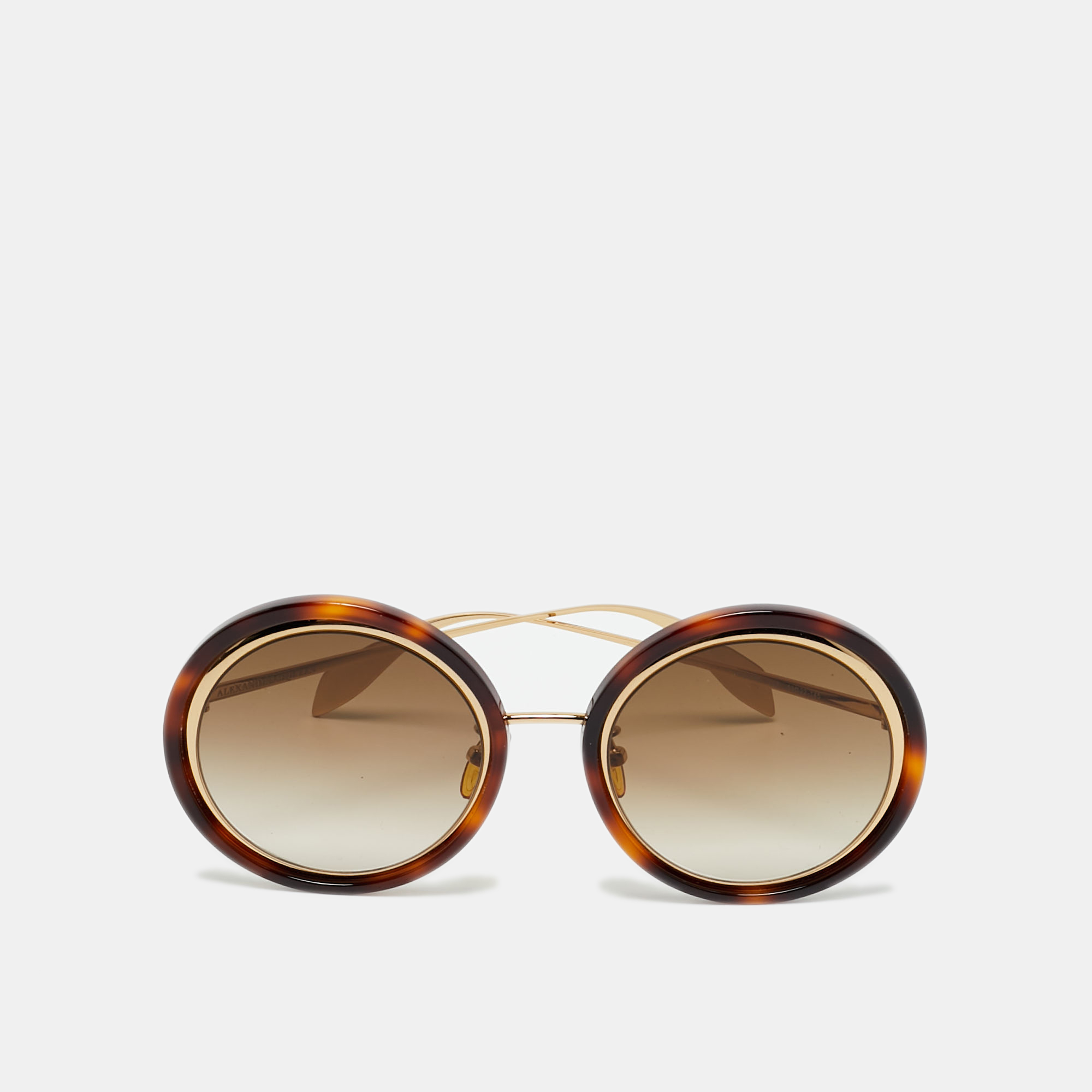 

Alexander McQueen Tortoise Brown Gradient AM0150S Round Sunglasses