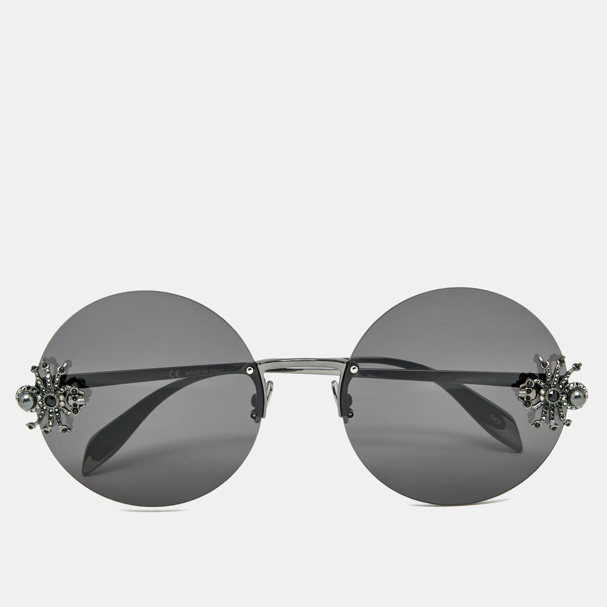 

Alexander McQueen Black AM0207S Spider Round Sunglasses