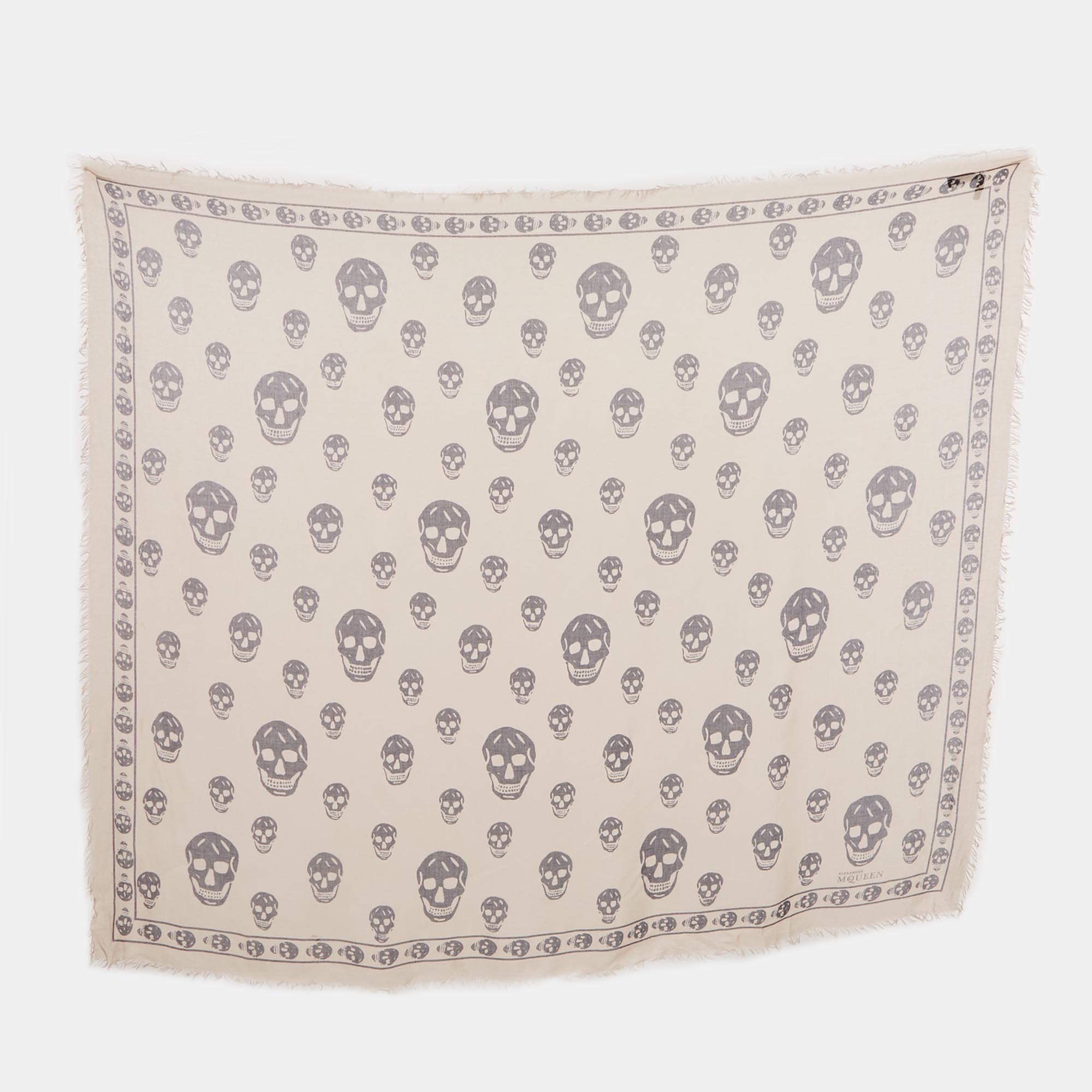 

Alexander McQueen Beige Skull Print Modal Scarf, Pink