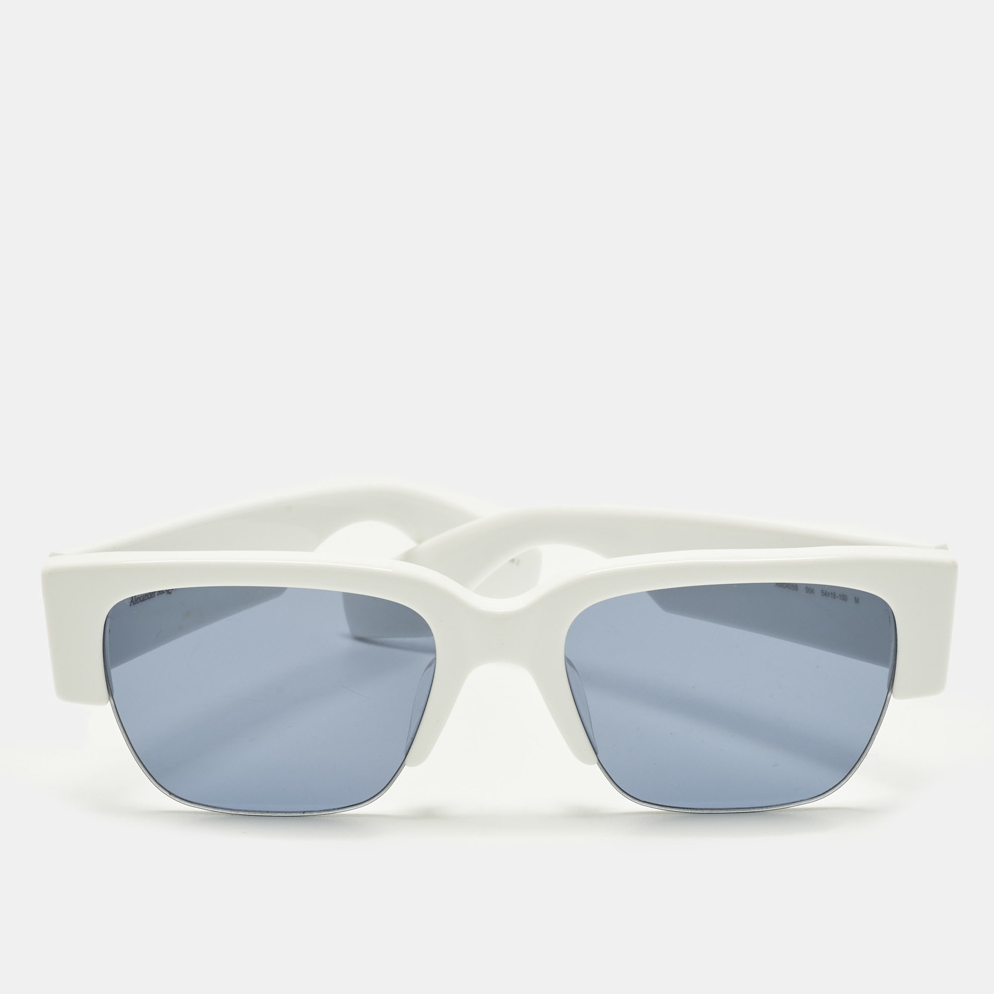 

Alexander McQueen White/Blue AM0405S Frame Square Sunglasses