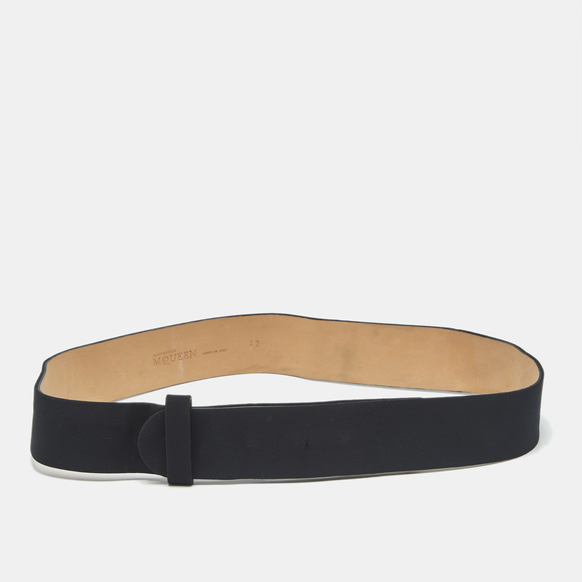 

Alexander McQueen Snap Button Waist Belt Black Fabric