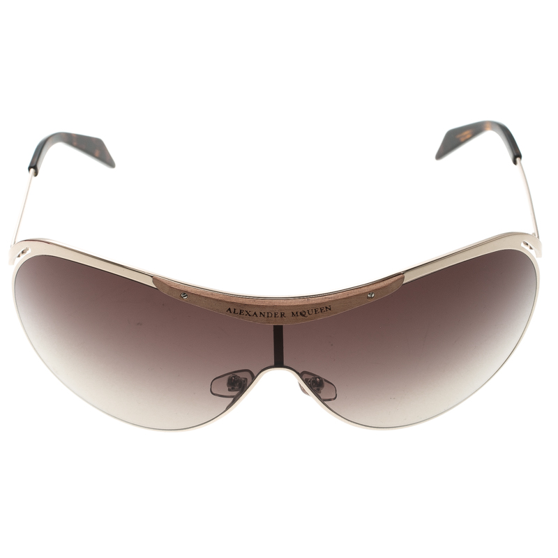 

Alexander McQueen Gold/Brown Gradient 4158/S Shield Sunglasses