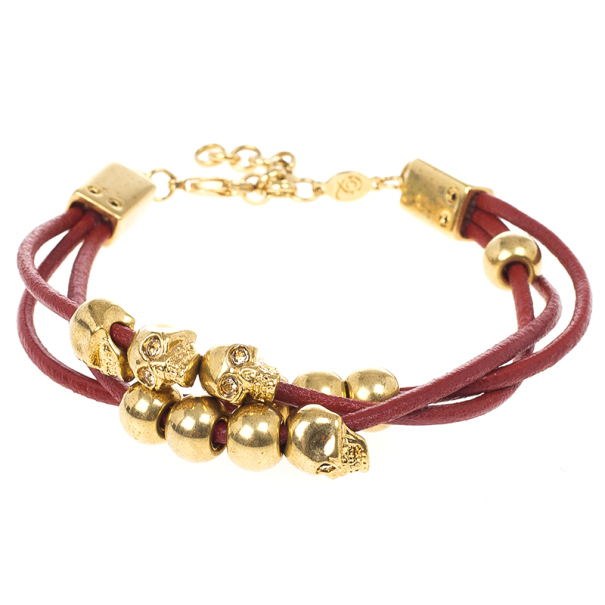 Alexander McQueen Multi Skull Leather Bracelet
