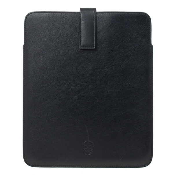 Pre Owned Alexander McQueen Black Leather Skull Embossed iPad Case