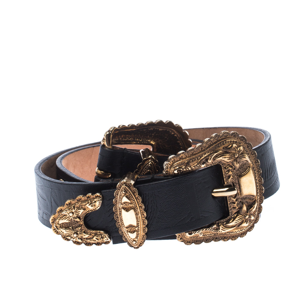 

Alexander McQueen Black Leather Double Buckle Belt