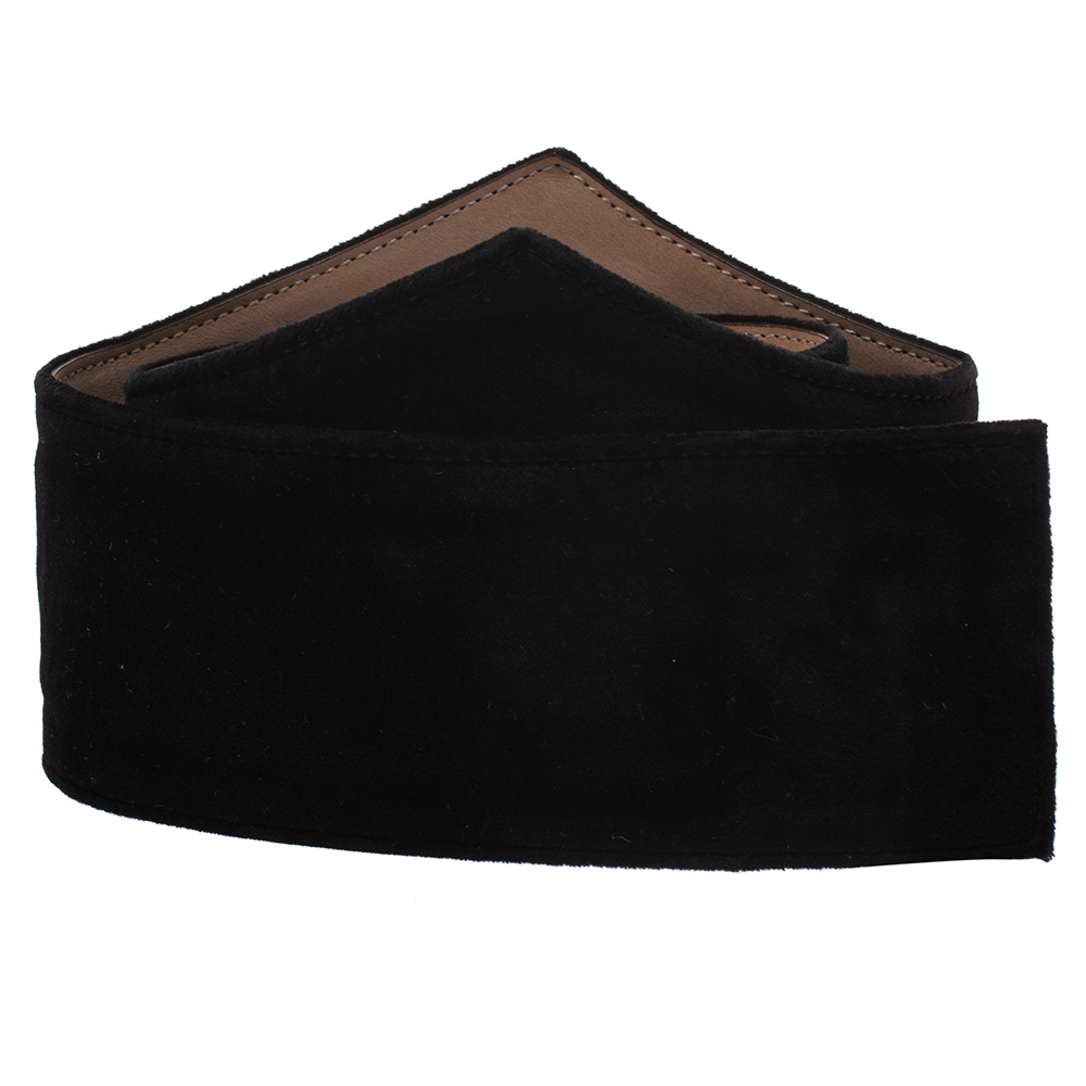 

Alexander McQueen Black Velvet Waist Belt