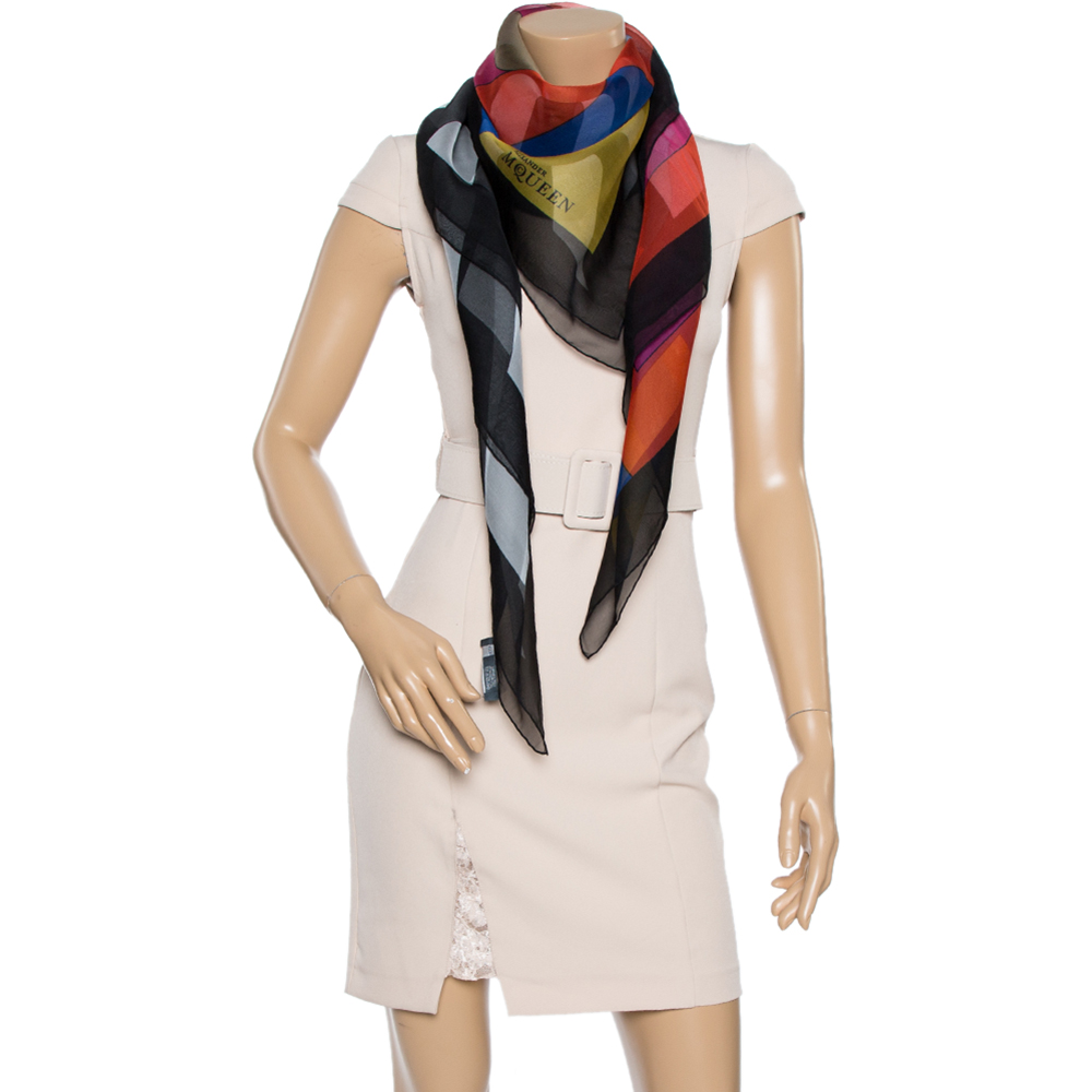 

Alexander McQueen Multicolor Geometric Print Silk Scarf