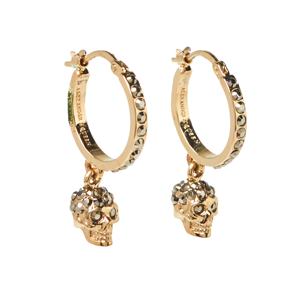 

Alexander McQueen Skull Motif Crystal Embellished Gold Tone Drop Earrings