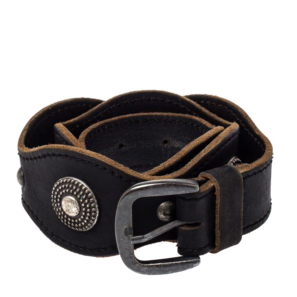 

Alexander McQueen Black Leather Chain Detail Buckle Belt