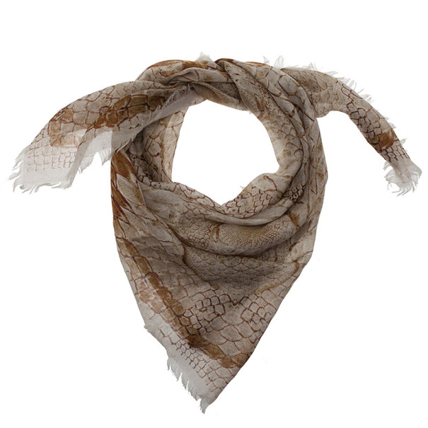 Pre Owned Alexander McQueen Beige Morphing Python Square Scarf