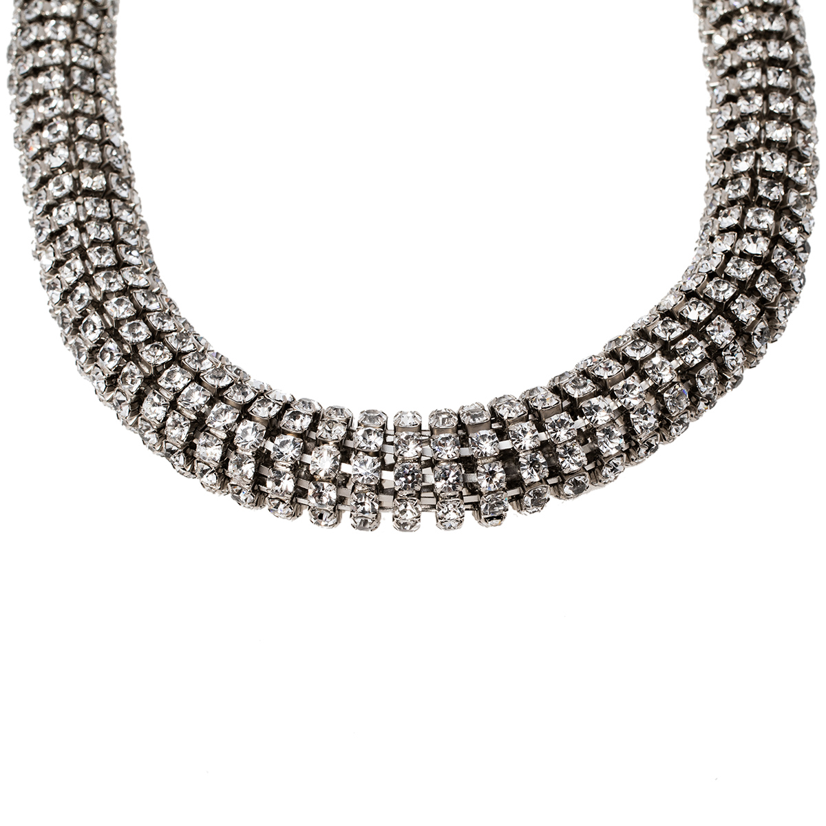 

Alexander McQueen Crystal Tubular Choker Necklace, Silver