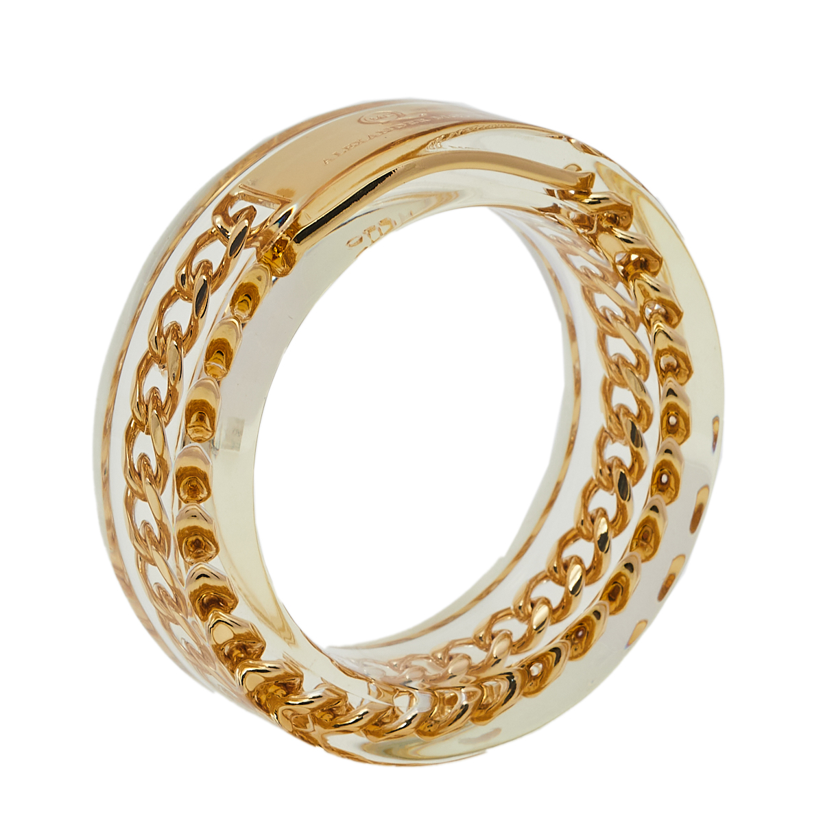 

Alexander McQueen Plexi Chain Bangle Bracelet, Gold