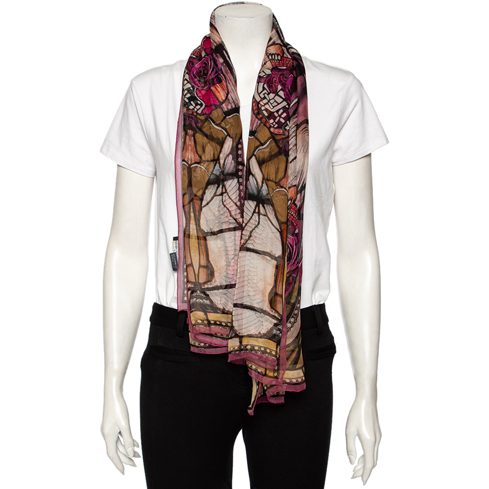 

Alexander McQueen Multicolor Floral Print Silk Scarf