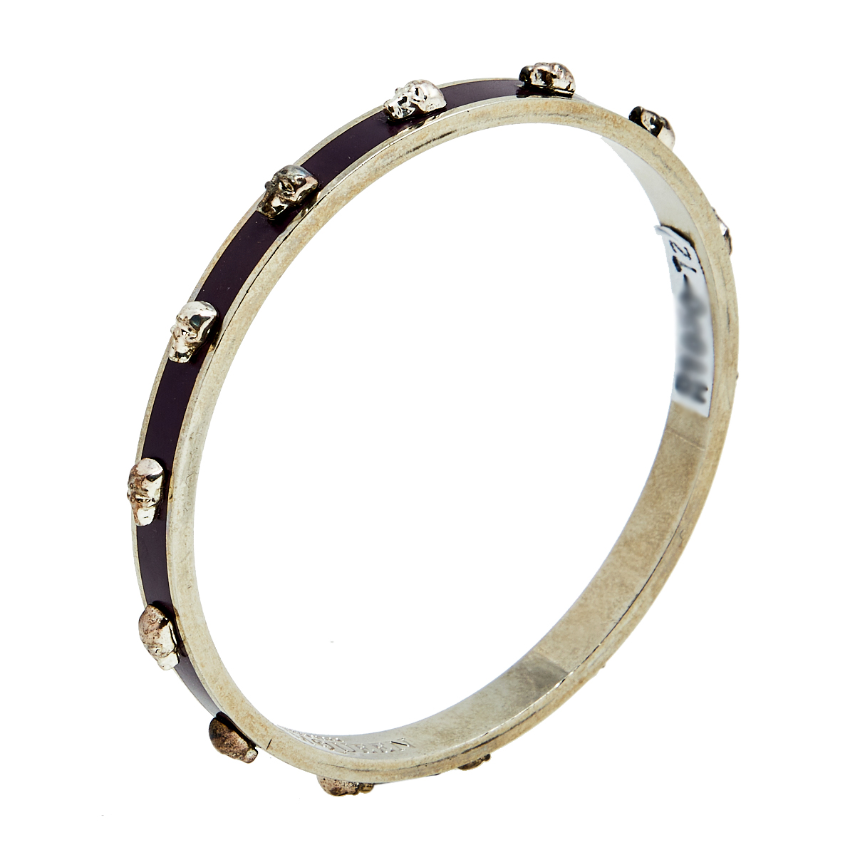 

Alexander McQueen Purple Enamel Skull Studded Narrow Bangle Bracelet