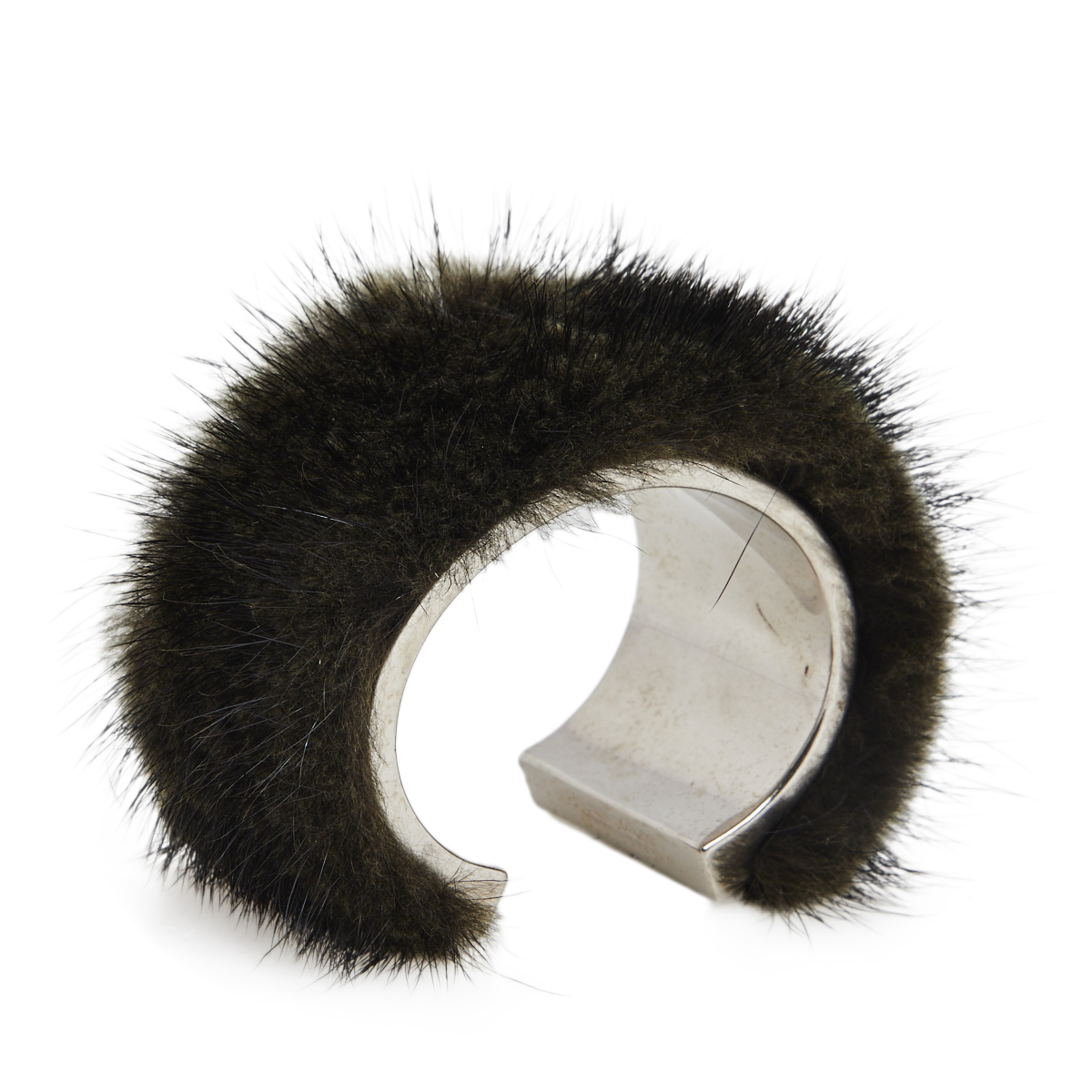 

Alexander McQueen Moss Green Mink Fur Cuff Bracelet