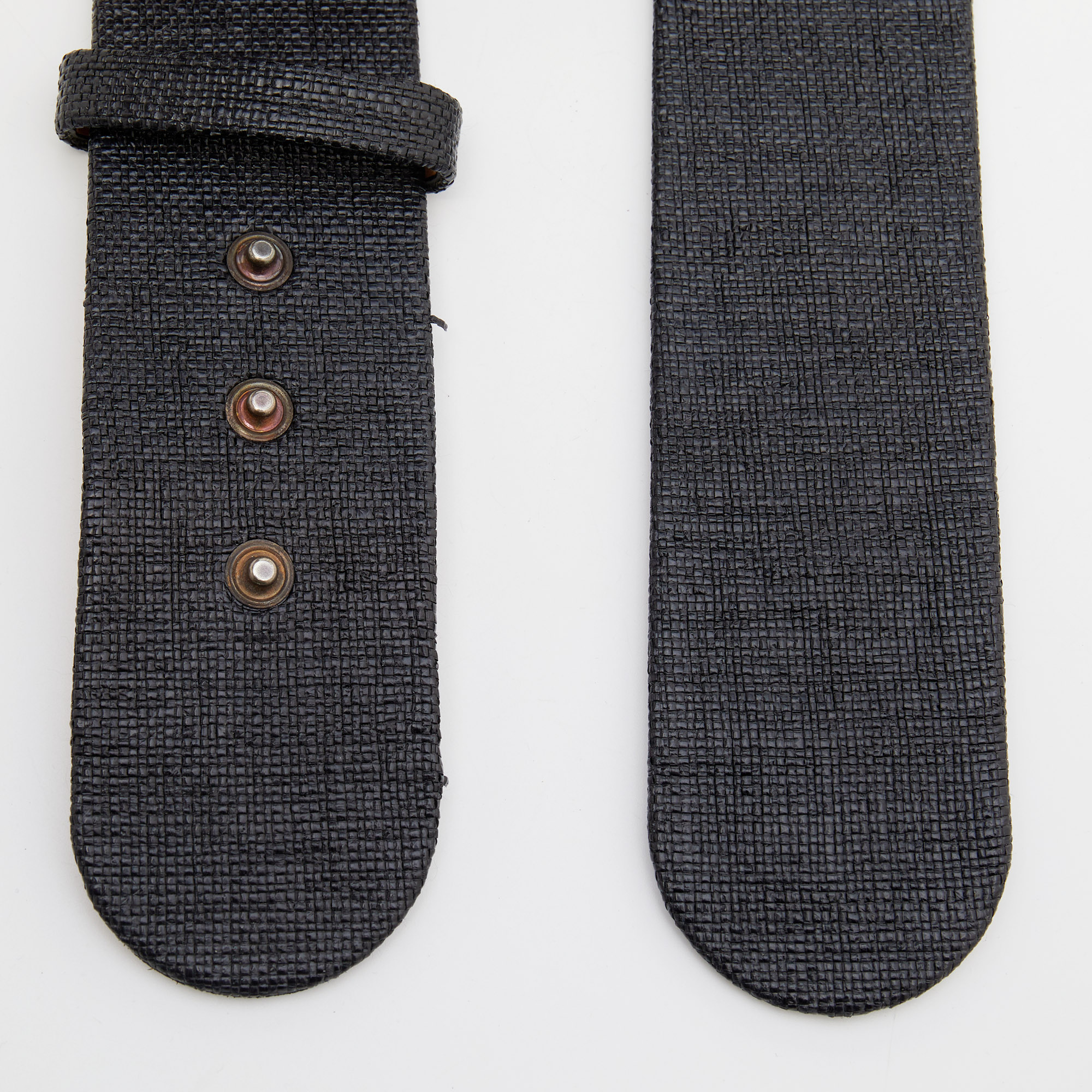 

Alexander McQueen Black Woven Raffia Button Belt