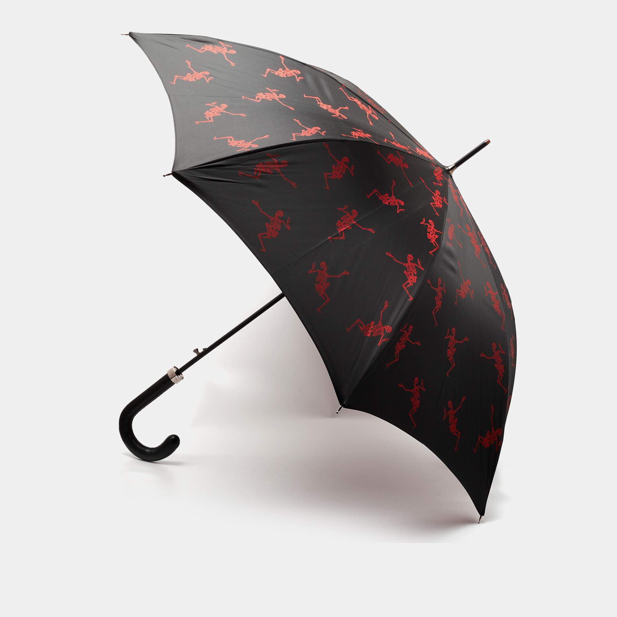 

Alexander McQueen Black Dancing Skeleton Print Nylon Long Umbrella