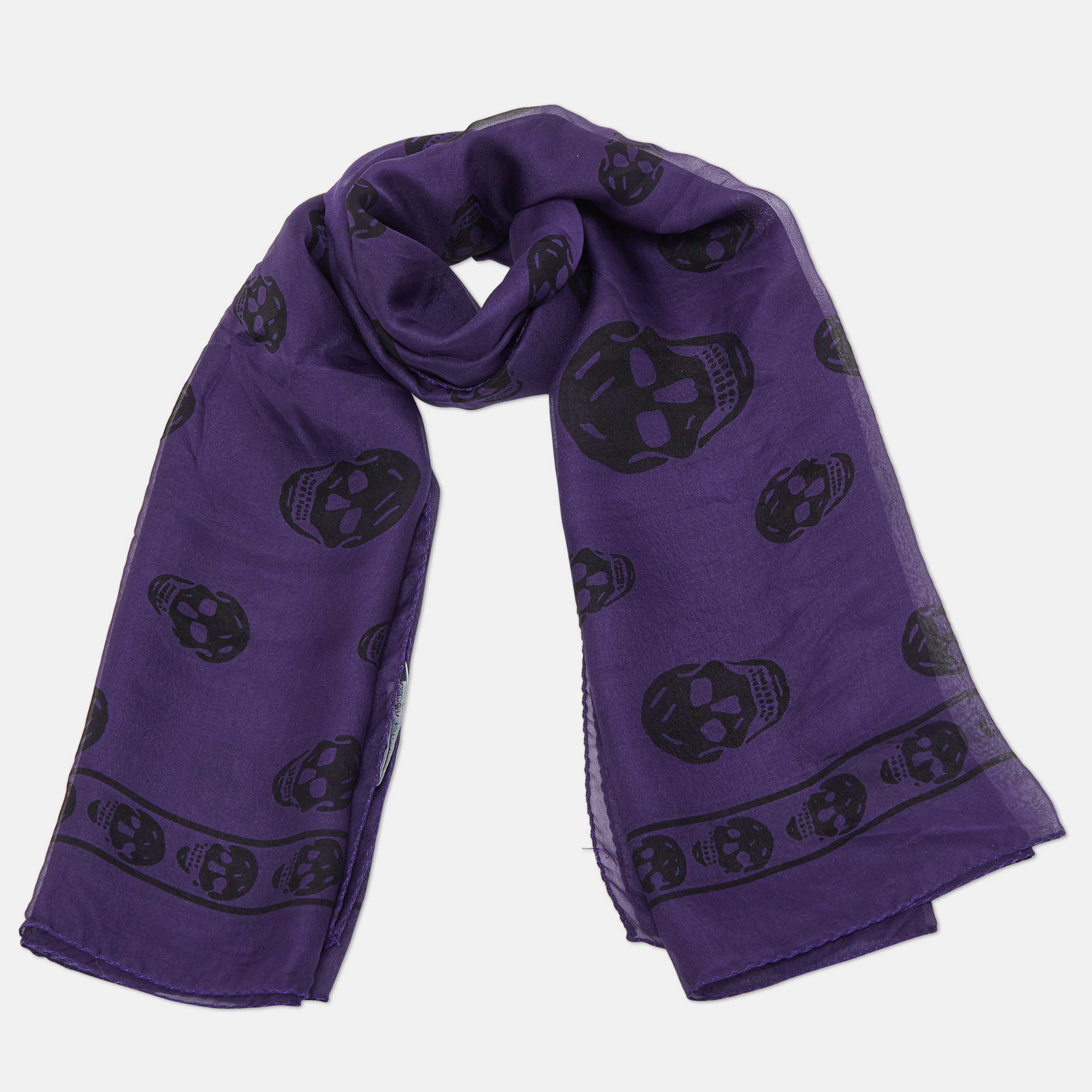 

Alexander McQueen Purple Skull Silk Chiffon Scarf