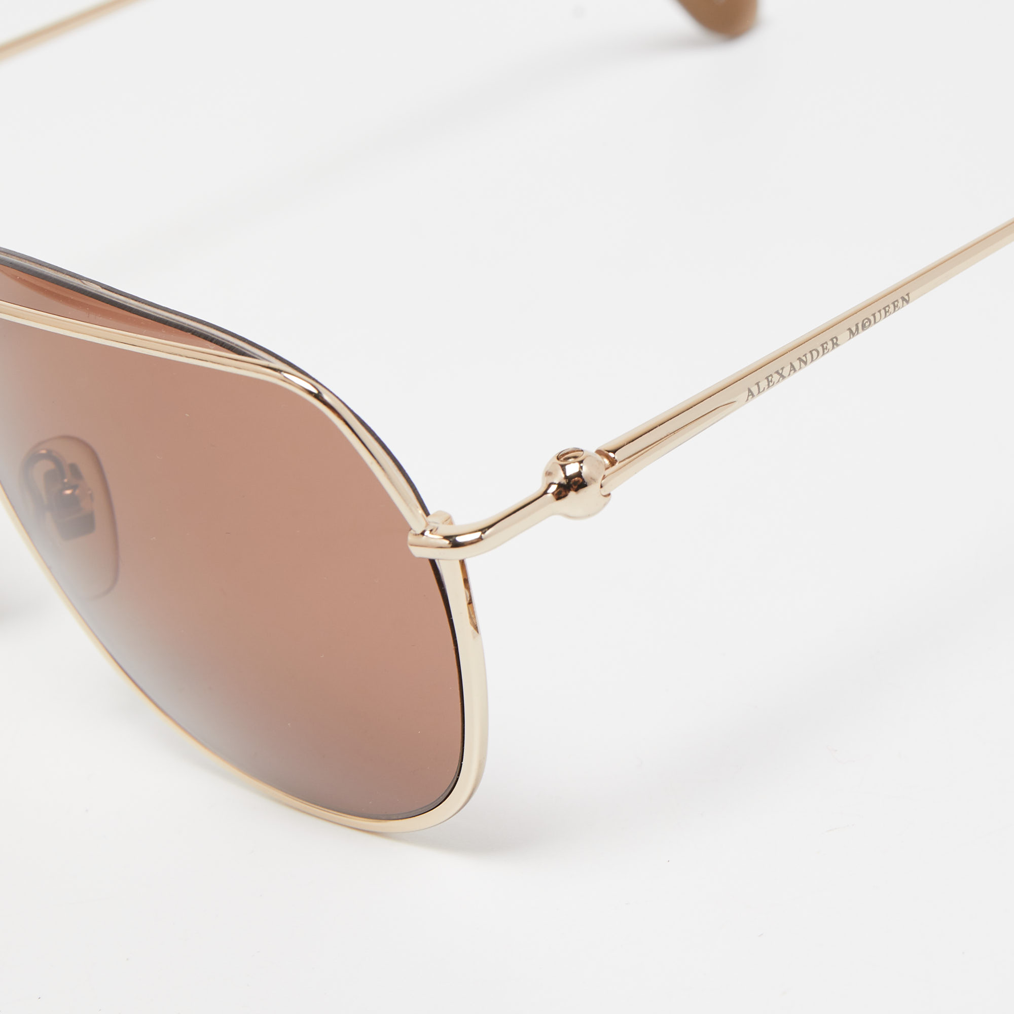 

Alexander McQueen Brown/Gold AMQ4272/S Aviator Sunglasses
