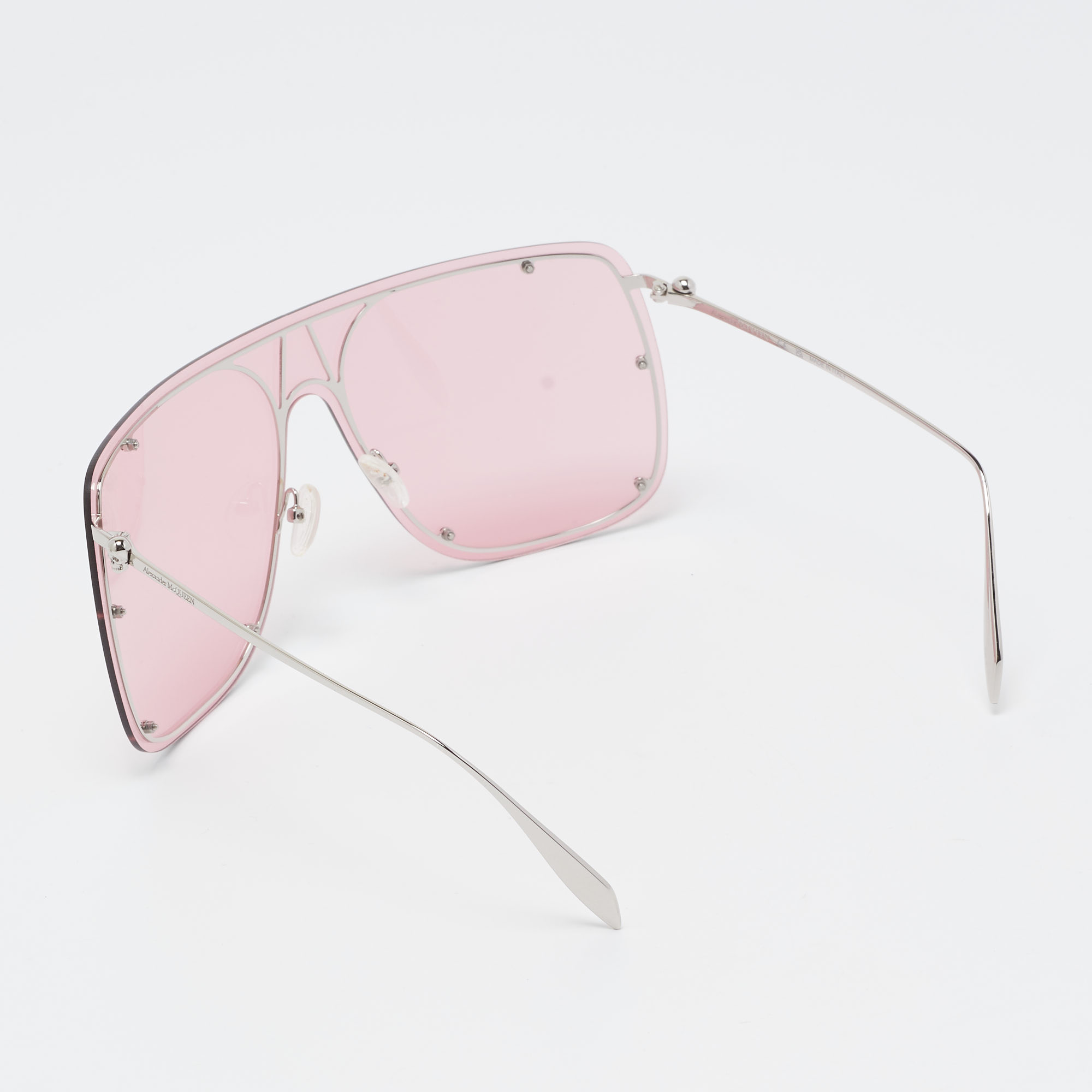 

Alexander McQueen Pink/Silver AM0313S Skull Oversized Sunglasses